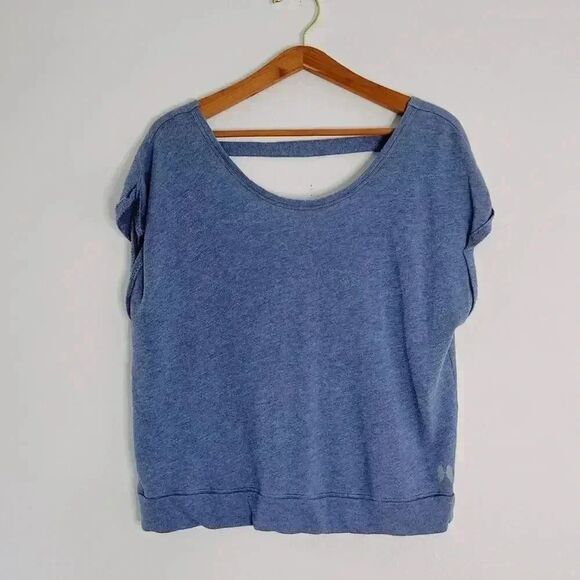 Victoria's Secret Tops - Victoria's Secret VS Blue Terrycloth Relaxed Fit Tee Open Back Loungewear Size L